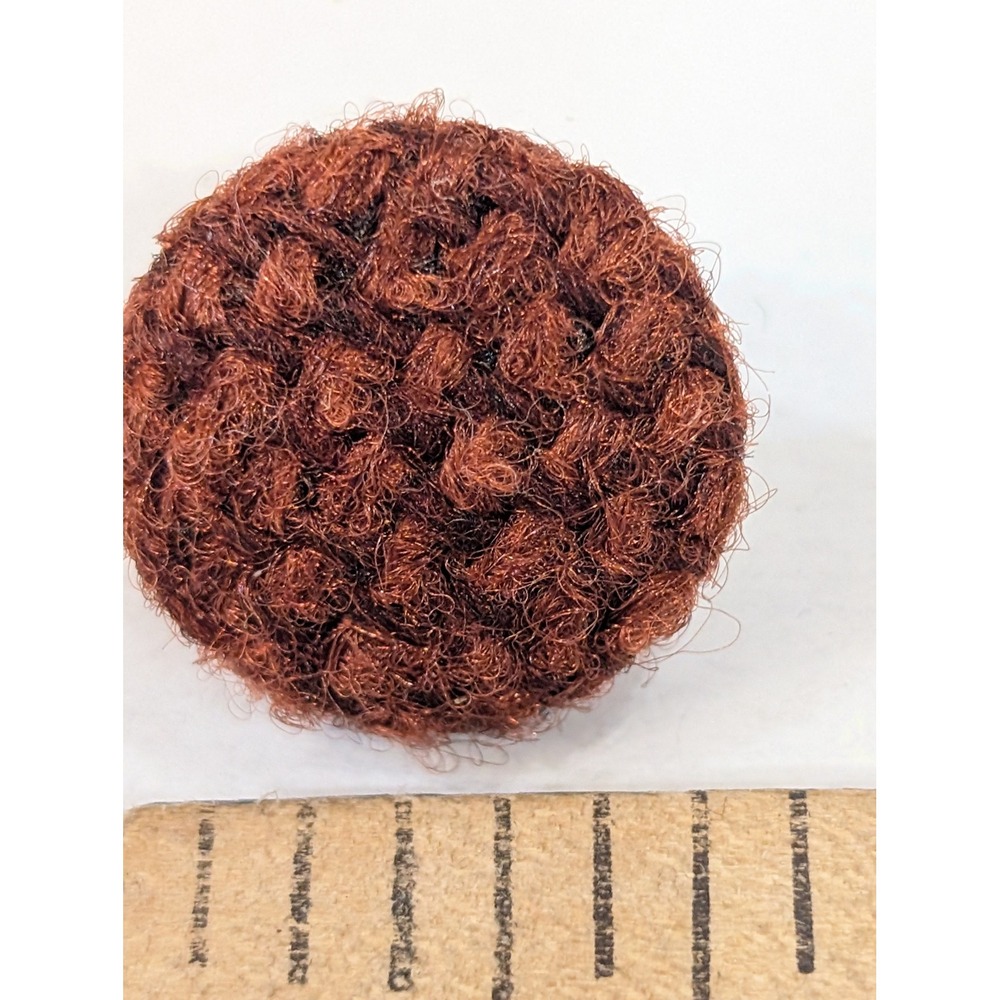 Lot of 5 VTG Decorative Buttons Brown Textured Fabric Round‎ Craft Sewing - Picture 4 of 4